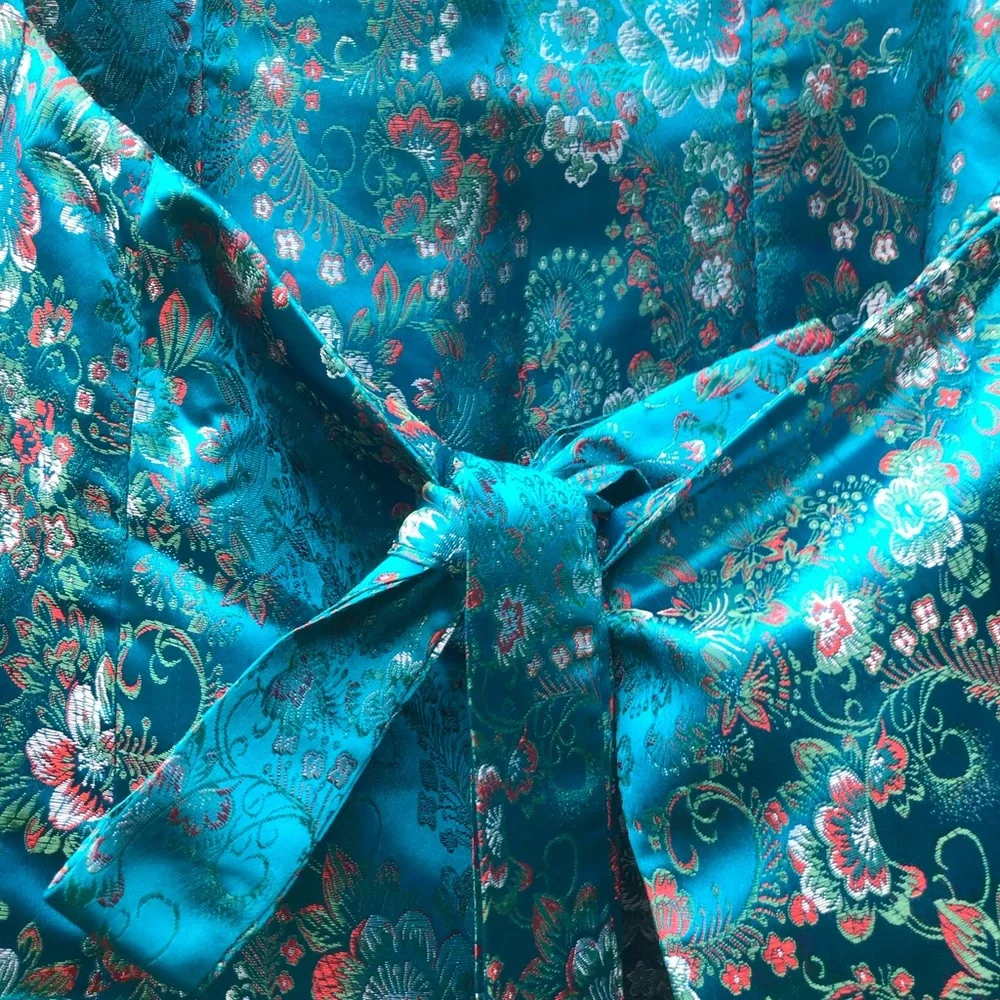 Beautiful teal satin maxi - Picture 8 of 10
